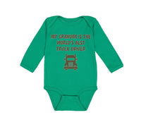 Long Sleeve Bodysuit Baby My Grandpa World's Truck Driver Grandfather Cotton