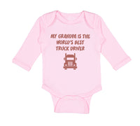 Long Sleeve Bodysuit Baby My Grandpa World's Truck Driver Grandfather Cotton
