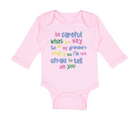 Long Sleeve Bodysuit Baby Careful Say Me Grandma's Crazy Funny Style B Cotton - Cute Rascals
