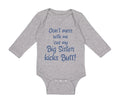 Long Sleeve Bodysuit Baby Don'T Mess with Me Cuz My Big Sister Kicks Butt Cotton