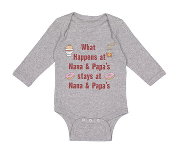 Long Sleeve Bodysuit Baby What Happens at Nana & Papa's Stays at Nana & Papa's