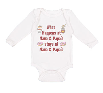 Long Sleeve Bodysuit Baby What Happens at Nana & Papa's Stays at Nana & Papa's