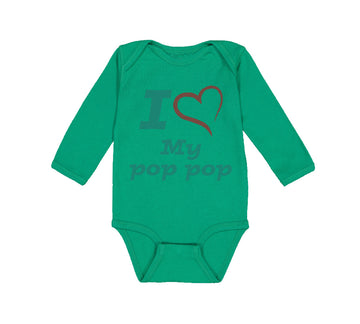 Long Sleeve Bodysuit Baby I Love My Pop Pop Grandfather Grandpa Cotton