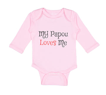 Long Sleeve Bodysuit Baby My Papou Loves Me Grandmother Grandma Cotton