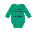 Long Sleeve Bodysuit Baby I Love My Grandma and Grandpa Grandparents B Cotton