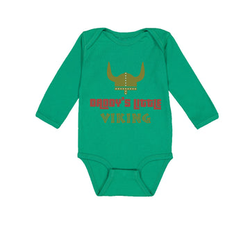 Long Sleeve Bodysuit Baby Daddy's Little Viking Valhalla Dad Father's Day Cotton