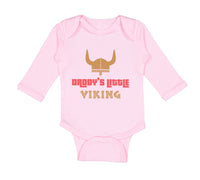 Long Sleeve Bodysuit Baby Daddy's Little Viking Valhalla Dad Father's Day Cotton - Cute Rascals
