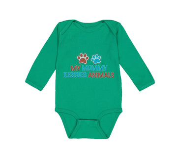 Long Sleeve Bodysuit Baby My Mommy Rescues Animals Mom Mothers Day Cotton