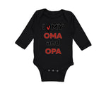 Long Sleeve Bodysuit Baby I Love My Oma and Opa Grandpa Grandfather Cotton