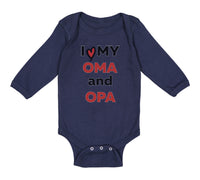 Long Sleeve Bodysuit Baby I Love My Oma and Opa Grandpa Grandfather Cotton