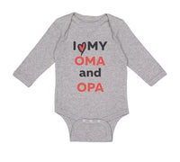 Long Sleeve Bodysuit Baby I Love My Oma and Opa Grandpa Grandfather Cotton