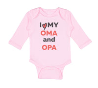 Long Sleeve Bodysuit Baby I Love My Oma and Opa Grandpa Grandfather Cotton