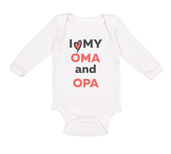 Long Sleeve Bodysuit Baby I Love My Oma and Opa Grandpa Grandfather Cotton