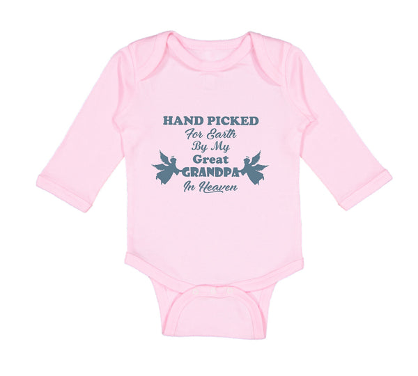 Long Sleeve Bodysuit Baby Hand Picked for Earth by My Great Grandpa in Heaven - Cute Rascals