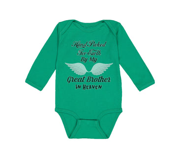 Long Sleeve Bodysuit Baby Hand Picked for Earth by My Great Brother in Heaven