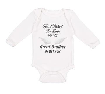 Long Sleeve Bodysuit Baby Hand Picked for Earth by My Great Brother in Heaven