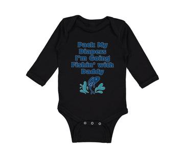Long Sleeve Bodysuit Baby Pack Diapers I'M Fishing Daddy Dad Father's Cotton