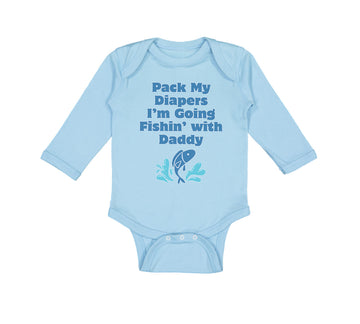Long Sleeve Bodysuit Baby Pack Diapers I'M Fishing Daddy Dad Father's Cotton