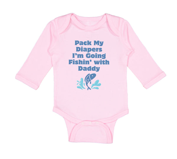 Long Sleeve Bodysuit Baby Pack Diapers I'M Fishing Daddy Dad Father's Cotton