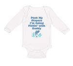 Long Sleeve Bodysuit Baby Pack Diapers I'M Fishing Daddy Dad Father's Cotton
