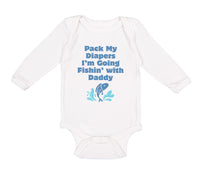 Long Sleeve Bodysuit Baby Pack Diapers I'M Fishing Daddy Dad Father's Cotton
