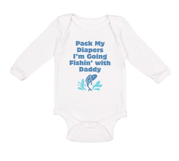 Long Sleeve Bodysuit Baby Pack Diapers I'M Fishing Daddy Dad Father's Cotton