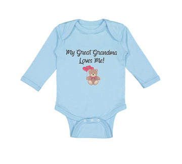 Long Sleeve Bodysuit Baby My Great Grandma Loves Me! Grandparents Cotton