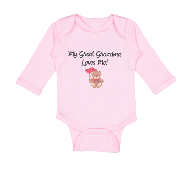 Long Sleeve Bodysuit Baby My Great Grandma Loves Me! Grandparents Cotton