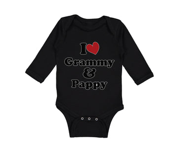 Long Sleeve Bodysuit Baby I Love My Grammy and Pappy Grandparents Cotton