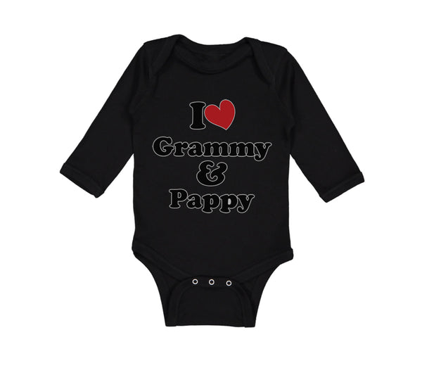 Long Sleeve Bodysuit Baby I Love My Grammy and Pappy Grandparents Cotton