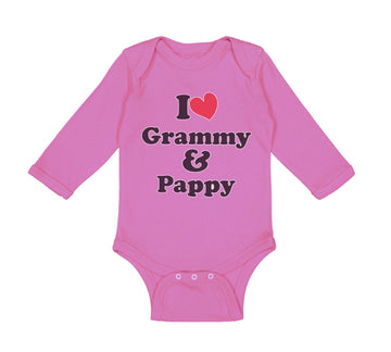 Long Sleeve Bodysuit Baby I Love My Grammy and Pappy Grandparents Cotton