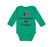 Long Sleeve Bodysuit Baby I Love My Grammy and Pappy Grandparents Cotton