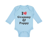 Long Sleeve Bodysuit Baby I Love My Grammy and Pappy Grandparents Cotton
