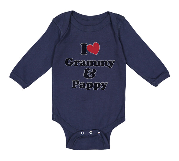 Long Sleeve Bodysuit Baby I Love My Grammy and Pappy Grandparents Cotton