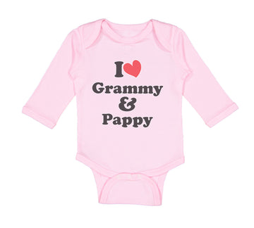 Long Sleeve Bodysuit Baby I Love My Grammy and Pappy Grandparents Cotton