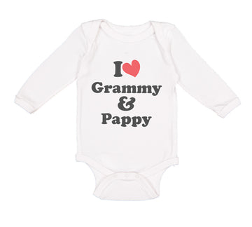 Long Sleeve Bodysuit Baby I Love My Grammy and Pappy Grandparents Cotton
