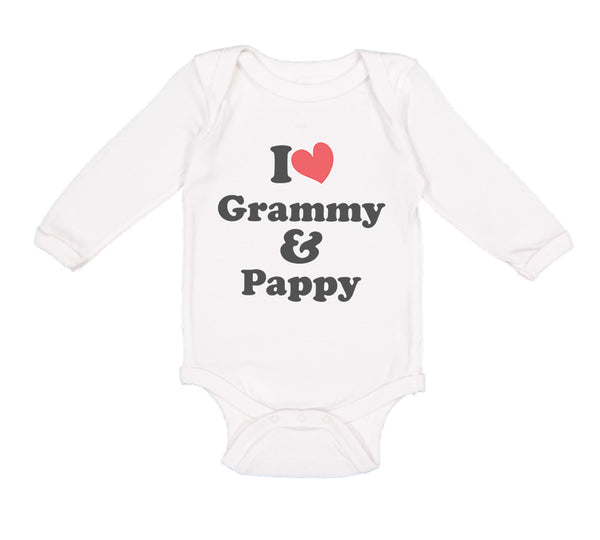 Long Sleeve Bodysuit Baby I Love My Grammy and Pappy Grandparents Cotton
