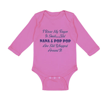 Long Sleeve Bodysuit Baby I Know My Finger Is Small... but Nana and Pop Pop
