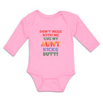 Long Sleeve Bodysuit Baby Don'T Mess with Me 'Cuz My Aunt Kicks Butt! Cotton - Cute Rascals