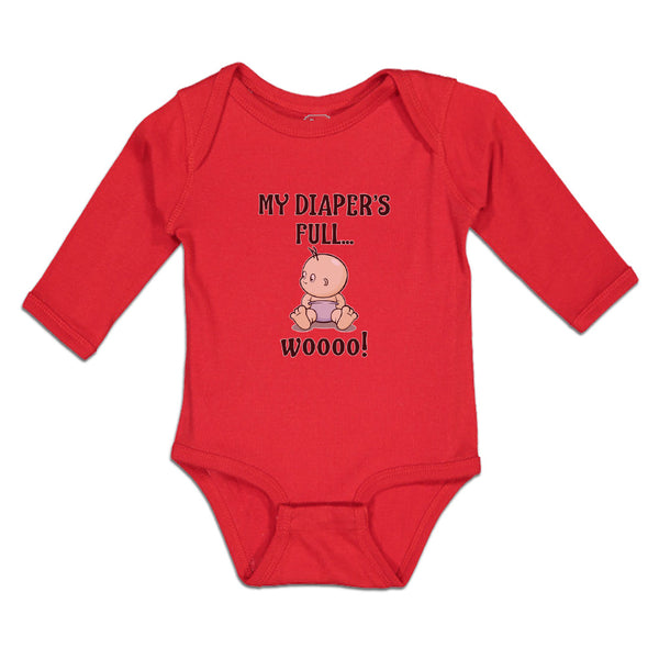 Long Sleeve Bodysuit Baby My Diaper's Full Woooo! Boy & Girl Clothes Cotton