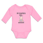 Long Sleeve Bodysuit Baby My Diaper's Full Woooo! Boy & Girl Clothes Cotton