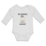 Long Sleeve Bodysuit Baby My Diaper's Full Woooo! Boy & Girl Clothes Cotton