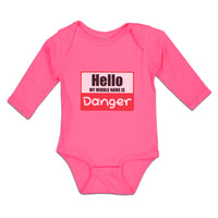 Long Sleeve Bodysuit Baby Hello My Middle Name Is Danger Boy & Girl Clothes - Cute Rascals