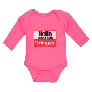 Long Sleeve Bodysuit Baby Hello My Middle Name Is Danger Boy & Girl Clothes