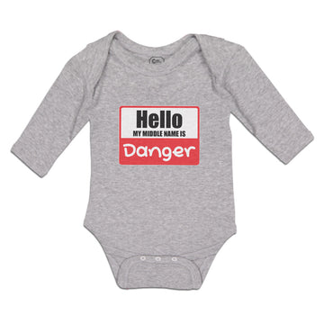 Long Sleeve Bodysuit Baby Hello My Middle Name Is Danger Boy & Girl Clothes