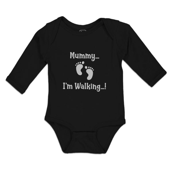 Long Sleeve Bodysuit Baby Mummy I'M Walking Boy & Girl Clothes Cotton