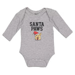 Long Sleeve Bodysuit Baby Santa Paws with Santa Cap on Dog's Head Cotton