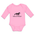 Long Sleeve Bodysuit Baby Wild at Heart An Silhouette Horse Running Cotton