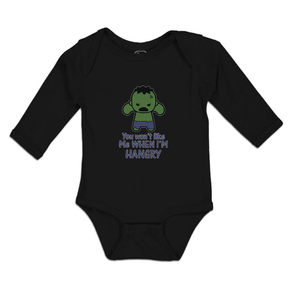 Long Sleeve Bodysuit Baby You Won'T like Me When I'M Hangry Boy & Girl Clothes