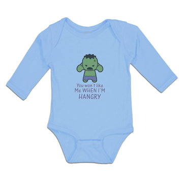 Long Sleeve Bodysuit Baby You Won'T like Me When I'M Hangry Boy & Girl Clothes